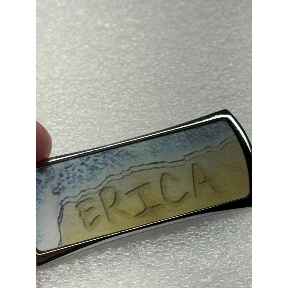 Florida Dolphin Beach‎ Scene Souvenir Keychain Metal Chrome Erica Beach Scene